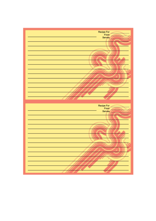 Red Curves Recipe Card Template 4x6 Printable pdf