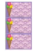 Ice Cream Cone Purple Recipe Card Template