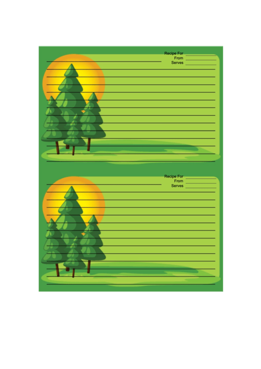 Pine Trees Green Recipe Card 4x6 Printable pdf
