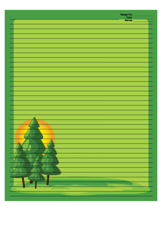 Pine Trees Green Recipe Card 8x10 Printable pdf