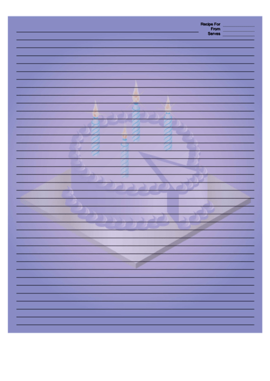 Purple Birthday Cake Recipe Card 8x10 Printable pdf
