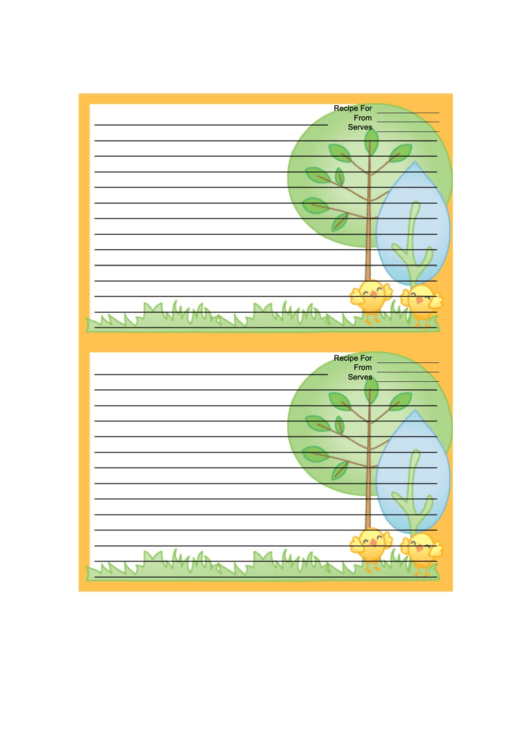 Orange Trees Recipe Card 4x6 Printable pdf