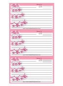 Pink Tiered Cake Recipe Card Template