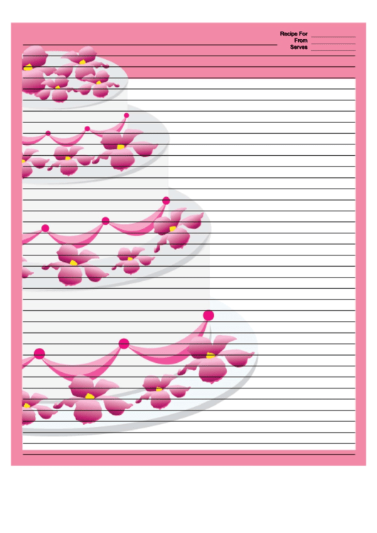 Pink Tiered Cake Recipe Card 8x10 Printable pdf