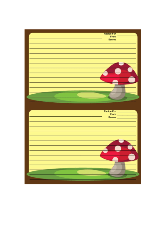 Brown Mushrooms Recipe Card 4x6 Printable pdf