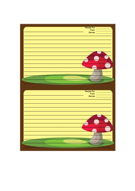 Brown Mushrooms Recipe Card 4x6