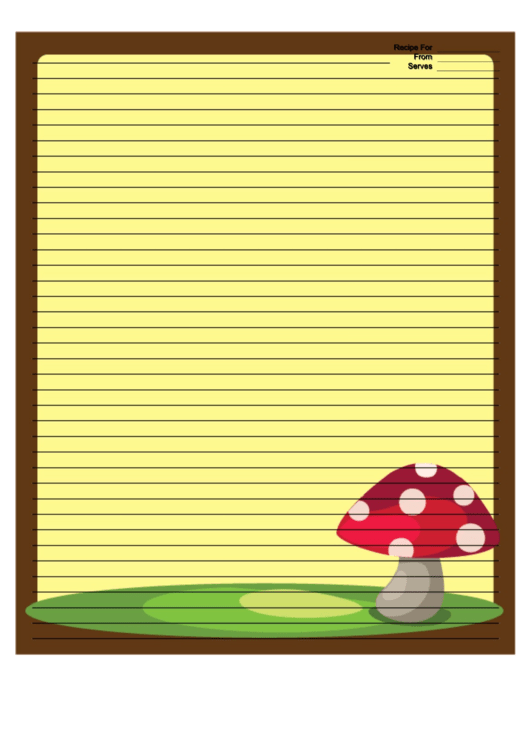 Brown Mushrooms Recipe Card 8x10 Printable pdf