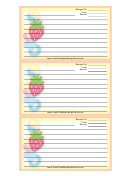 Rattles Pacifiers Yellow Recipe Card Template
