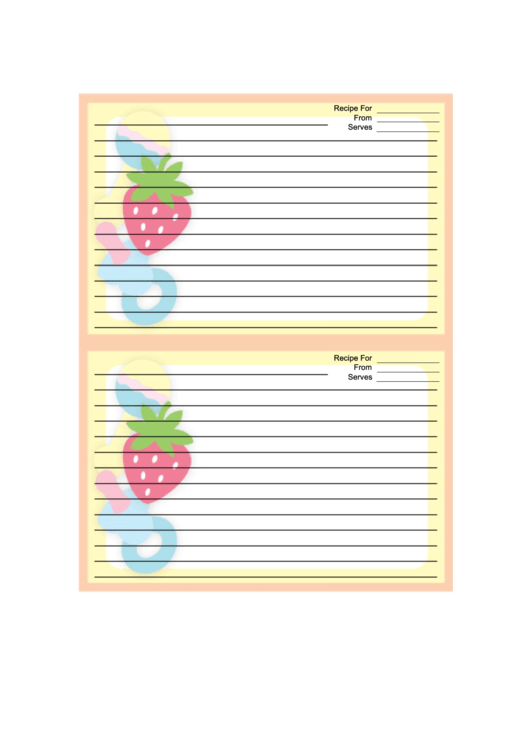 Rattles Pacifiers Yellow Recipe Card 4x6 Printable pdf