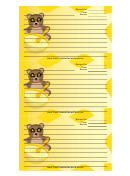 Teddy Bears Yellow Recipe Card Template