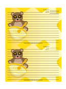 Teddy Bears Yellow Recipe Card 4x6