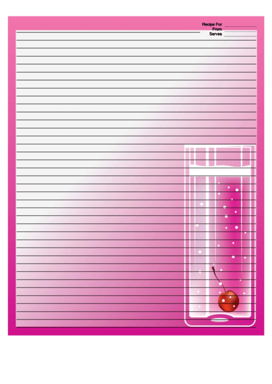Pink Cocktail Pink Recipe Card 8x10 Printable pdf