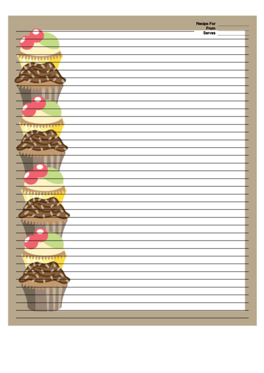 Cupcakes Brown Recipe Card 8x10 Printable pdf