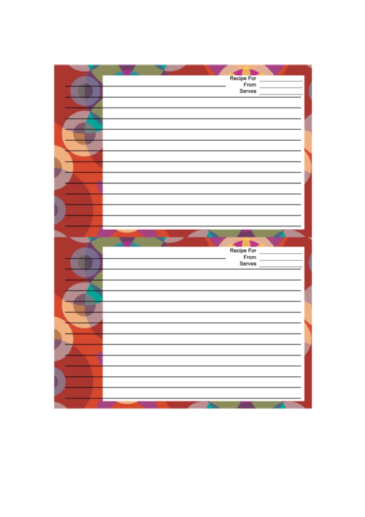 Red Wallpaper Recipe Card Template 4x6 Printable pdf