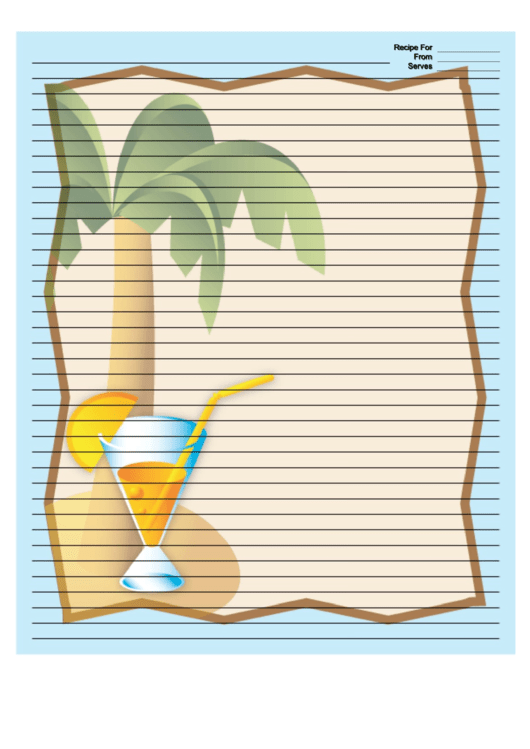 Palm Tree Drink Blue Recipe Card 8x10 Printable pdf