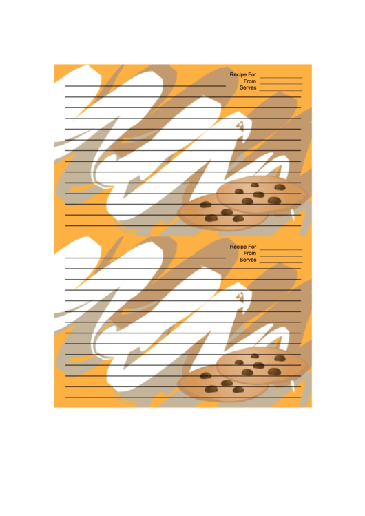 Chocolate Chip Cookies Orange Recipe Card Template 4x6 Printable pdf