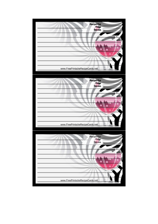 Pink Cocktail Black Recipe Card Template Printable pdf