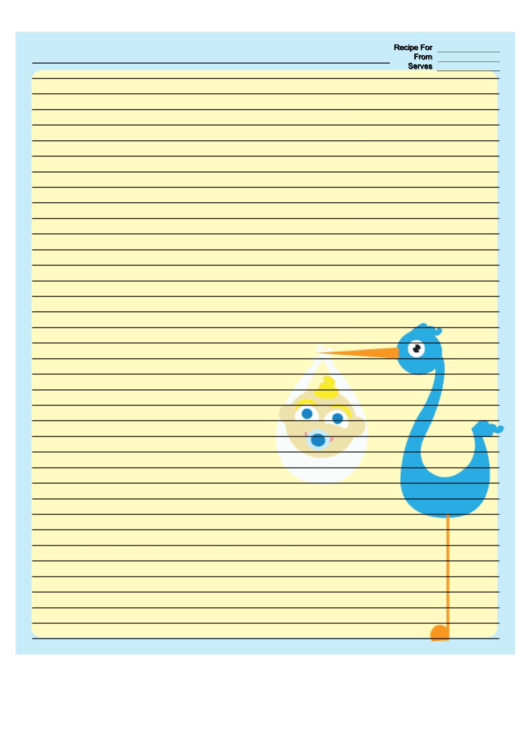 Blue Stork Recipe Card 8x10 Printable pdf