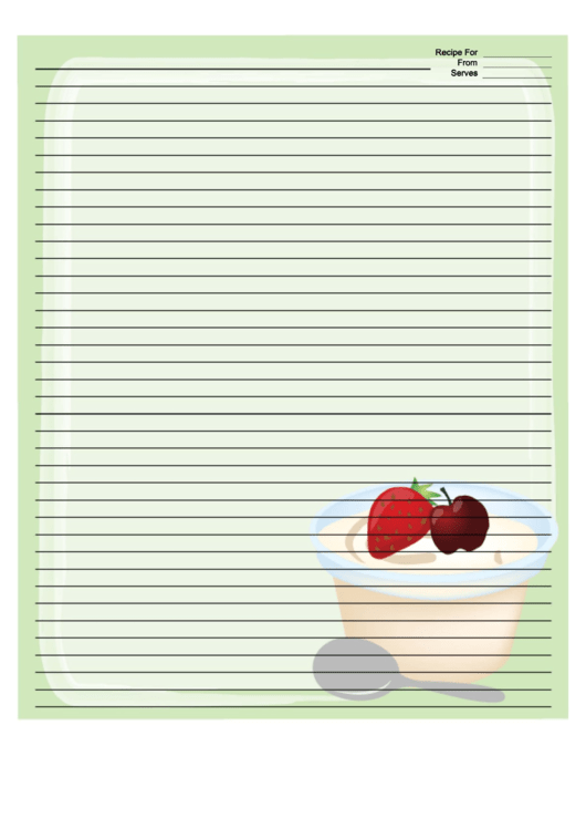 Ice Cream Fruit Topping Green Recipe Card 8x10 Printable pdf