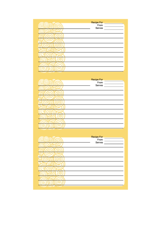 Yellow Circles Recipe Card Template printable pdf download