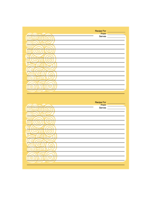 Yellow Circles Recipe Card 4x6 Printable pdf