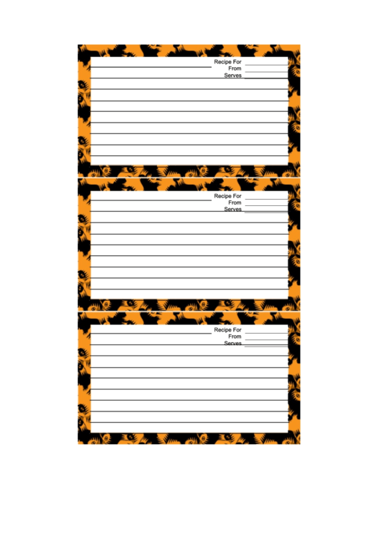 Orange Recipe Card Template Printable pdf