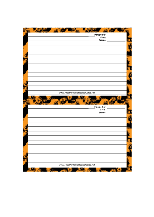 Orange Recipe Card Template 4x6 Printable pdf