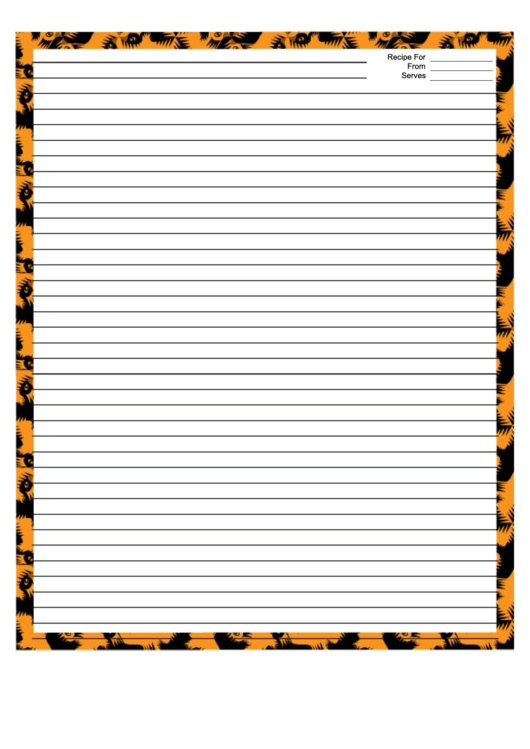 Orange Recipe Card 8x10 Printable pdf