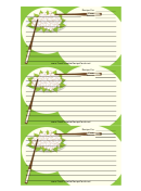 Green Chopsticks Recipe Card Template
