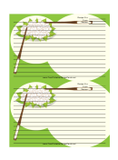 Green Chopsticks Recipe Card 4x6 Template