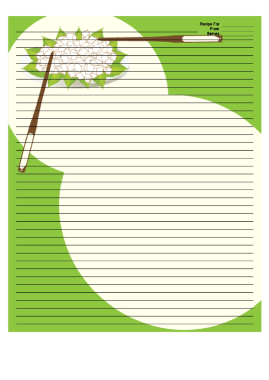 Green Chopsticks Recipe Card 8x10 Printable pdf