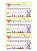 Yellow Bunny Recipe Card Template