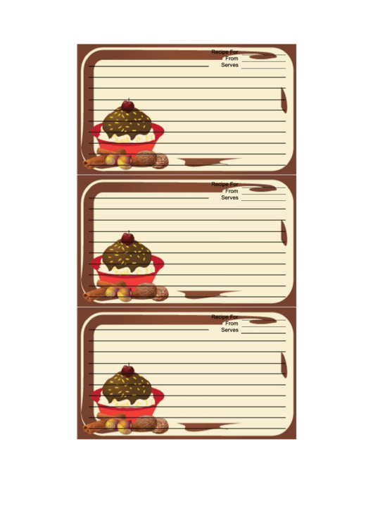 Chocolate Sundae Brown Recipe Card Template Printable pdf