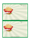 Green Noodles Recipe Card 4x6 Template