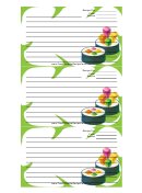 Green Sushi Recipe Card Template