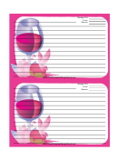 Wine Pink Recipe Card Template 4x6