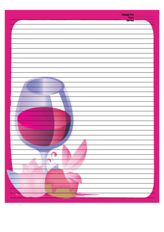 Wine Pink Recipe Card 8x10 Printable pdf