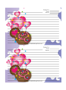 Purple Heart Balloons Recipe Card 4x6 Template