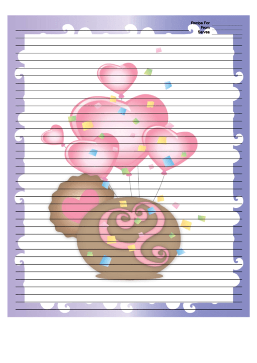 Purple Heart Balloons Recipe Card 8x10 Printable pdf