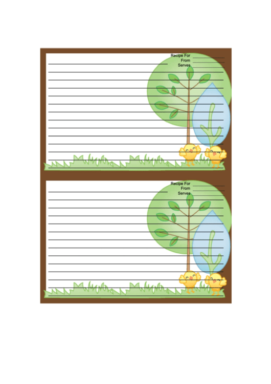 Brown Trees Recipe Card 4x6 Printable pdf