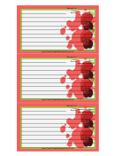 Cherries Strawberries Pink Recipe Card Template