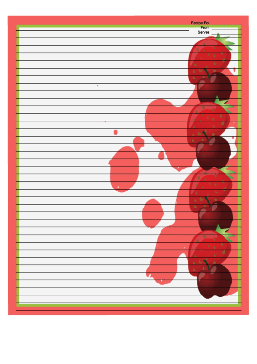 Cherries Strawberries Pink Recipe Card 8x10 Printable pdf