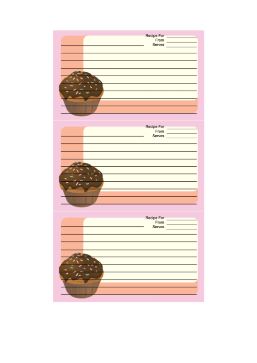 Fillable Cupcake Sprinkles Pink Recipe Card Template Printable pdf