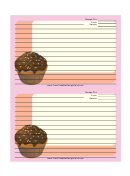Cupcake Sprinkles Pink Recipe Card Template