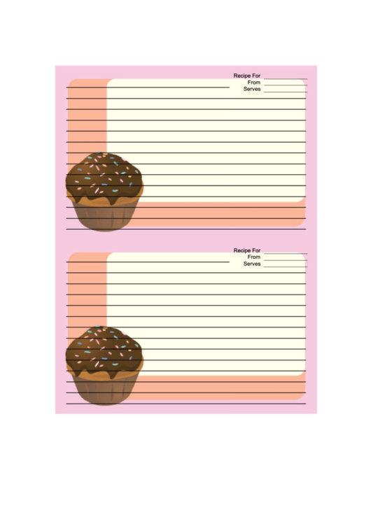 Cupcake Sprinkles Pink Recipe Card Template Printable pdf