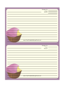 Cupcake Purple Recipe Card Template 4x6
