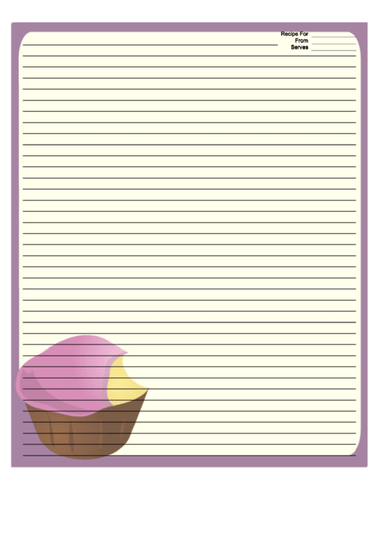Cupcake Purple Recipe Card 8x10 Printable pdf