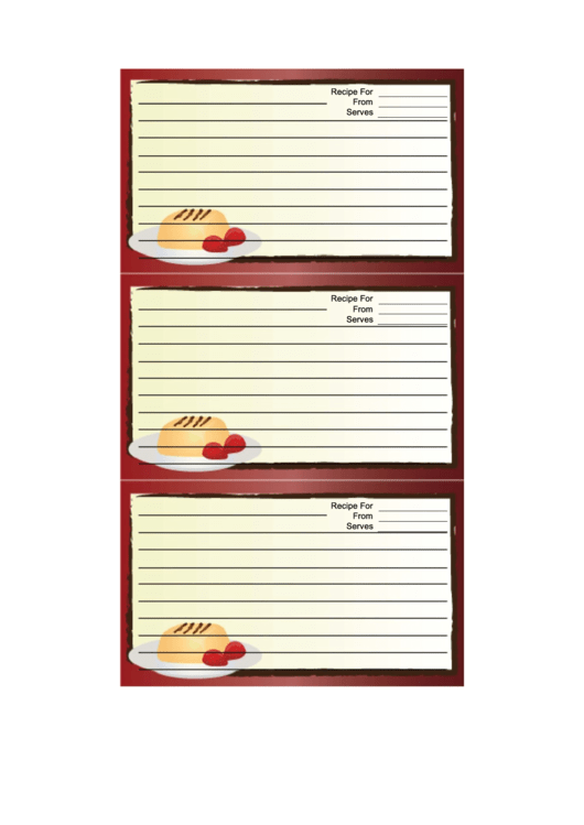Red Dessert Recipe Card Template Printable pdf