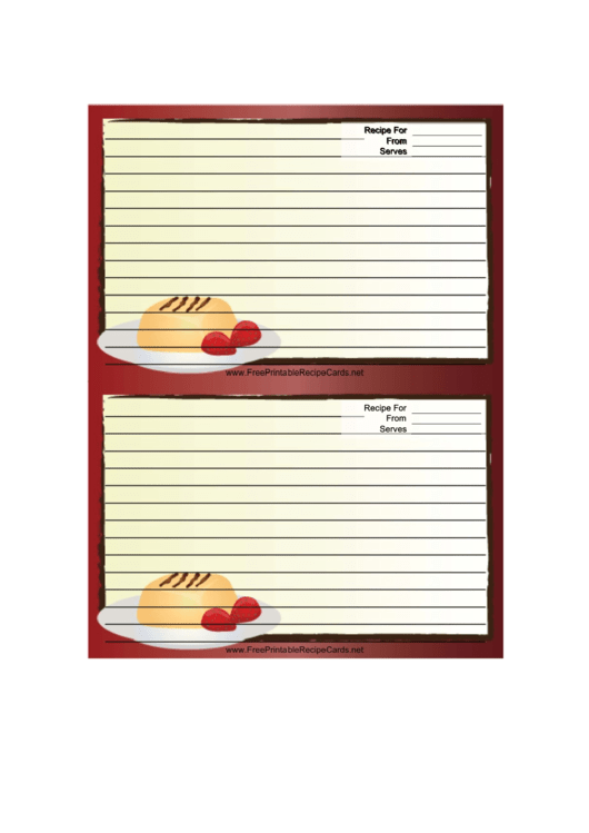 Red Dessert Recipe Card 4x6 Printable pdf