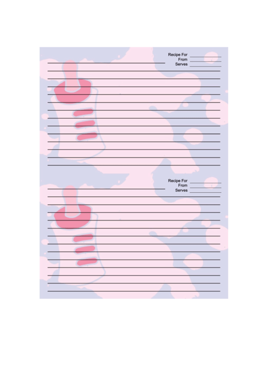 Pink Baby Bottle Purple Recipe Card 4x6 Printable pdf